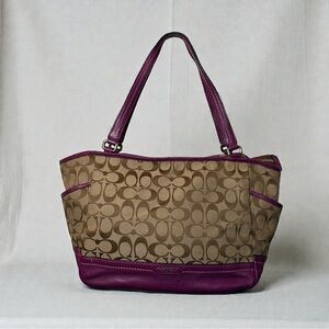 Coach Y2K Signature Brown and Purple Tote Bag